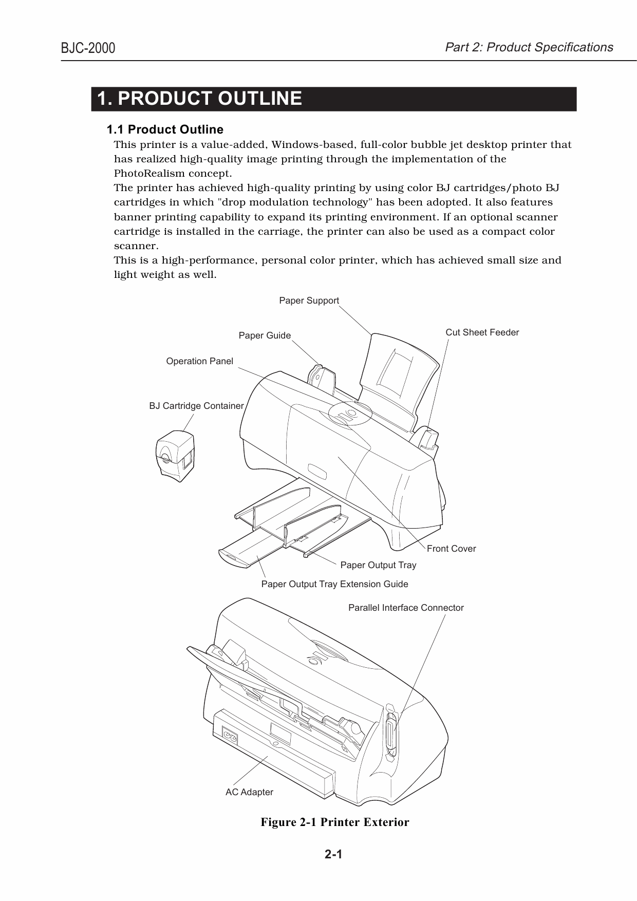 Canon BubbleJet BJC-2000 Service Manual-2